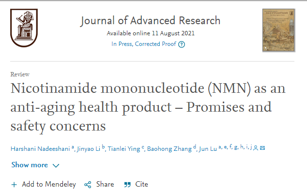 NMN as ananti-aging health product - Promises andsafety concerns